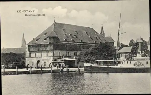 Ak Konstanz am Bodensee, Konziliumsgebäude, Schiff Stadt Konstanz