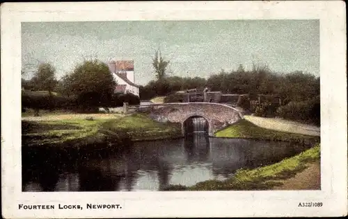 Ak Newport Monmouthshire Wales, Vierzehn Schleusen