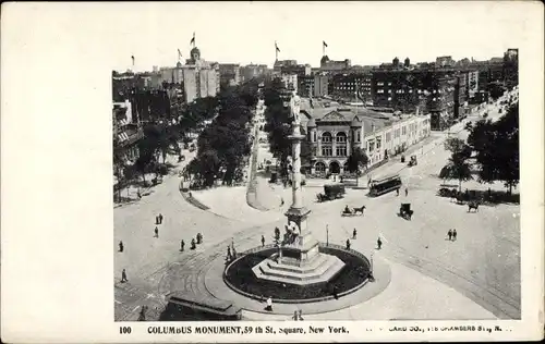 Ak New York City USA, Columbus Monument, 59. Straße, Platz