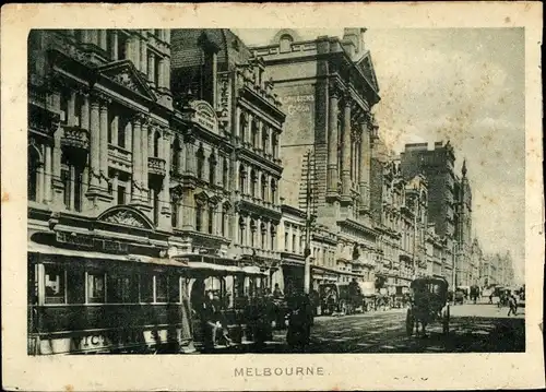 Ak Melbourne Australien, Straßenpartie