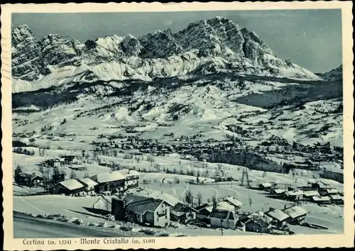 Ak Cortina d'Ampezzo Veneto, Monte Cristallo, Winterpanorama