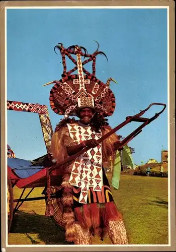 Ak Durban Südafrika, Rikscha Fahrer in Landestracht