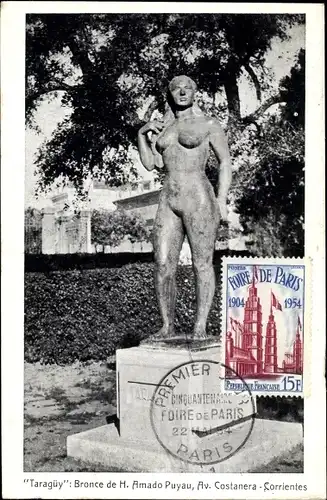 Ak Cabo Corrientes Mexiko, Foire de Paris, „Taragüy“: Bronze von H. Amado