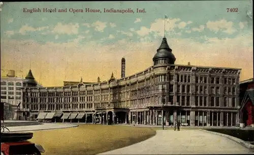 Ak Indianapolis Indiana USA, Englisches Hotel, Opernhaus