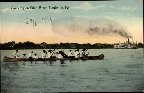 Ak Louisville Kentucky USA, Kanufahren auf dem Ohio River