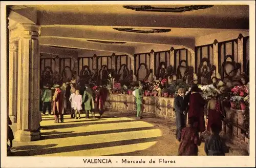 Ak Valencia, Blumenmarkt