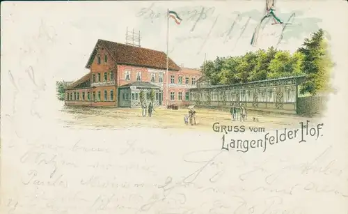 Litho Hamburg Eimsbüttel Langenfelde, Langenfelder Hof, Gastwirtschaft