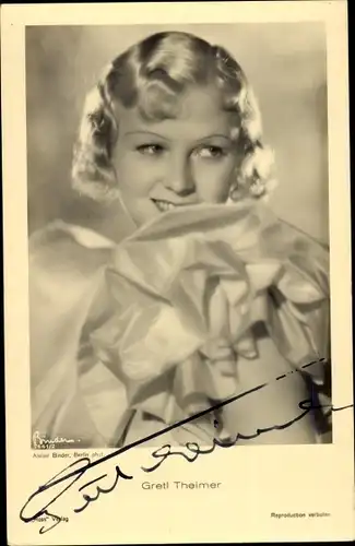 Ak Schauspielerin Gretl Theimer, Portrait, Autogramm