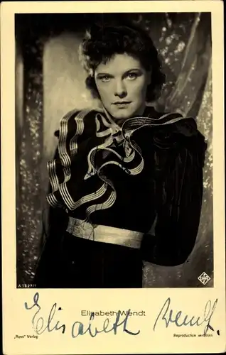 Ak Schauspielerin Elisabeth Wendt, Portrait, Autogramm, UfA