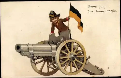 Ak Lasset hoch das Banner weh'n, KuK Geschütz, Junge in Uniform