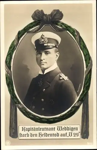 Passepartout Ak Otto Weddigen, Marineoffizier, Kapitänleutnant, U 29