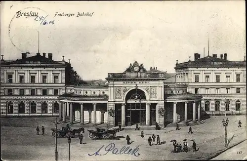 Ak Breslau (Wrocław) in Schlesien, Freiburger Bahnhof