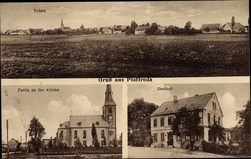 Ak Pfaffroda Schönberg in Sachsen, Gesamtansicht, Kirche, Gasthof