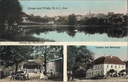 Ak Pölzig in Thüringen, Garten, Musikhalle, Gasthof zur Erholung