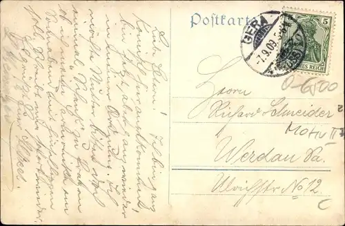 Ak Gera in Thüringen, Gesamtansicht, Zeppelin