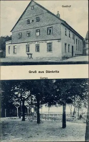 Ak Dänkritz Neukirchen in Sachsen, Gasthof Dänkritz, Garten