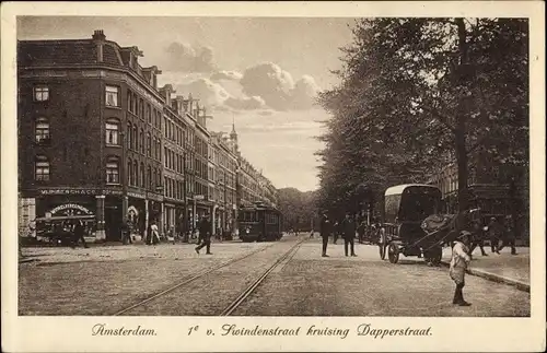 Ak Amsterdam Nordholland Niederlande, Straßenpartie, Straßenbahn