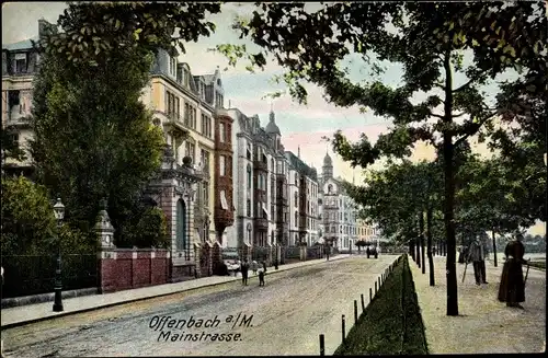 Ak Offenbach Main, Blick in Mainstrasse, Uferpromenade
