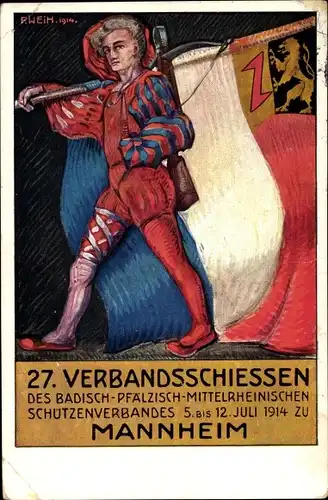 Ganzsachen Ak Mannheim in Baden, 27. Verbandschießen, Schützenverband, 1914