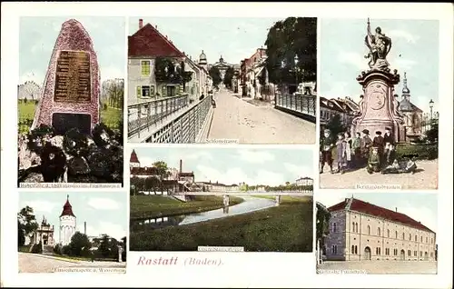 Ak Rastatt im Schwarzwald, Einsiedlerkapelle, Wasserturm, Schlossstraße, Bernhardusbrunnen