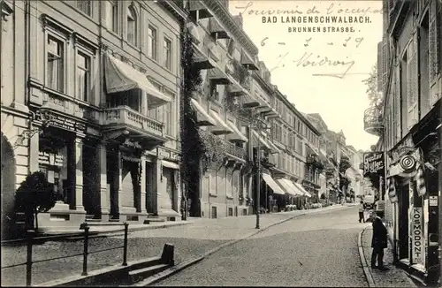 Ak Langenschwalbach Bad Schwalbach im Taunus, Brunnenstraße, Geschäfte