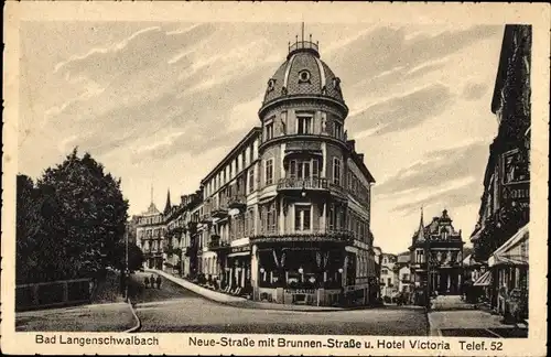 Ak Langenschwalbach Bad Schwalbach im Taunus, Neue Straße, Brunnen-Straße, Hotel Victoria