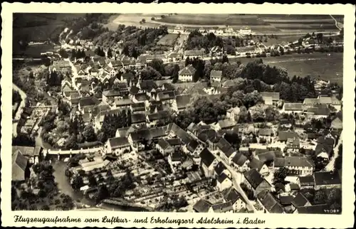 Ak Adelsheim in Baden, Fliegeraufnahme vom Ort