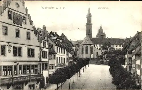 Ak Weinheim an der Bergstraße Baden, Marktplatz