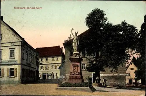 Ak Neckarbischofsheim in Baden, Denkmal, Platz