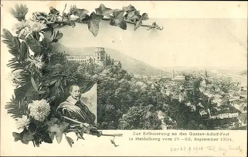 Ak Heidelberg am Neckar, Gesamtansicht, Gustav-Adolf-Fest 1904