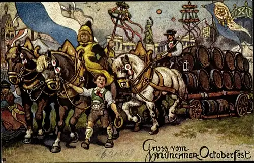 Künstler Ak München, Oktoberfest, Münchner Kindl