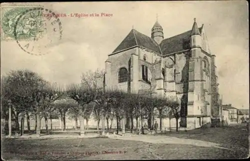 Ak Essomes Aisne, Die Kirche und der Ort