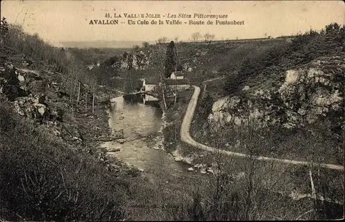 Ak Avallon Yonne, Un Coin de la Vallee, Route de Pontaubert