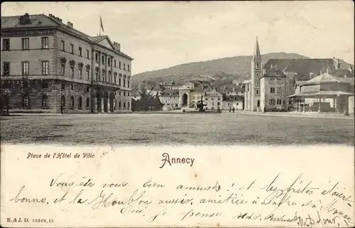 Ak Annecy Haute Savoie, Place de la Hôtel de Ville