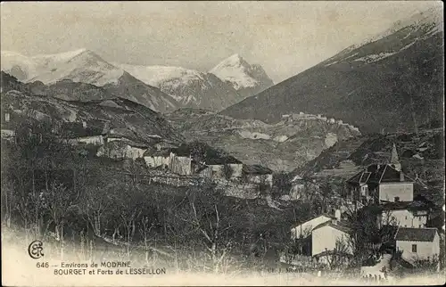 Ak Modane Savoie, Bourget und Festungen von Lesseillon