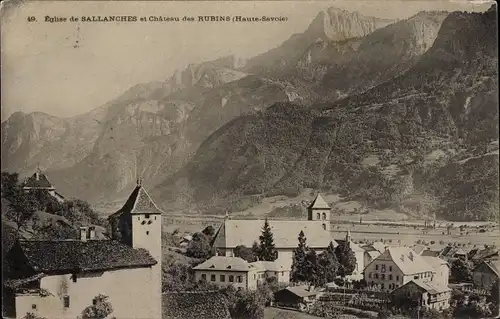 Ak Sallanches Haute Savoie, Kirche, Chateau des Rubins