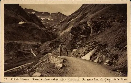 Ak Bonneval-sur-Arc Savoie, Col de l'Iseran, die Straße in den Leuta-Schluchten