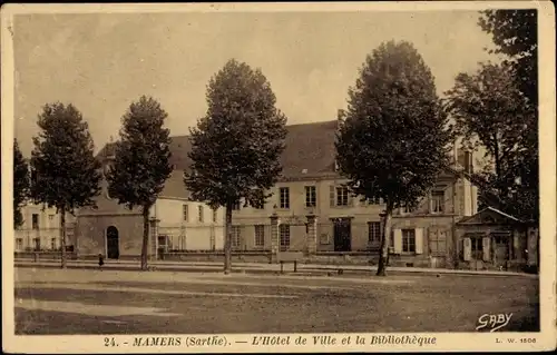 Ak Mamers Sarthe, das Rathaus, die Bibliothek