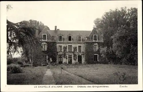 Ak La Chapelle d'Aligne Sarthe, Chateau des Gringuenieres