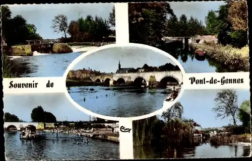 Ak Pont de Gennes Sarthe, Gewässer, Brücke