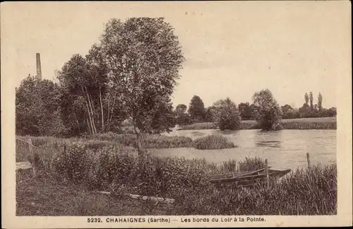 Ak Chahaignes Sarthe, Die Ufer des Loir bei la Pointe