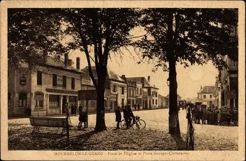 Ak Mourmelon le Grand Marne, Place de Église und Place Georges Clemenceau