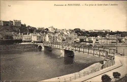 Ak Pontoise Val d'Oise, Vue prise de Saint Ouen l´Aumone, Pont