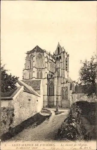 Ak Saint Sulpice de Favieres Essonne, Der Cheret der Kirche