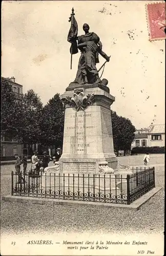 Ak Asnières-sur-Seine Hauts-de-Seine, Denkmal