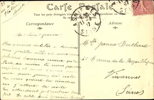 Ak Asnières-sur-Seine Hauts-de-Seine, Denkmal