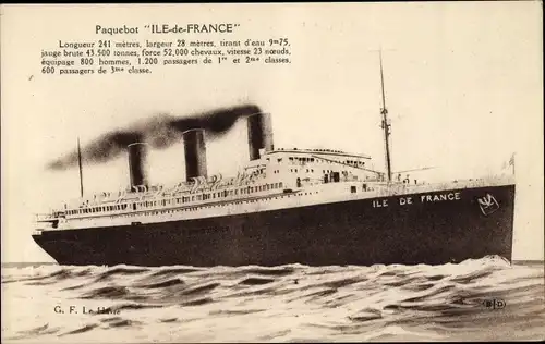 Ak Paquebot Ile de France, CGT