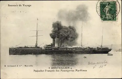 Ak Dampfer Australien, Messageries Maritimes
