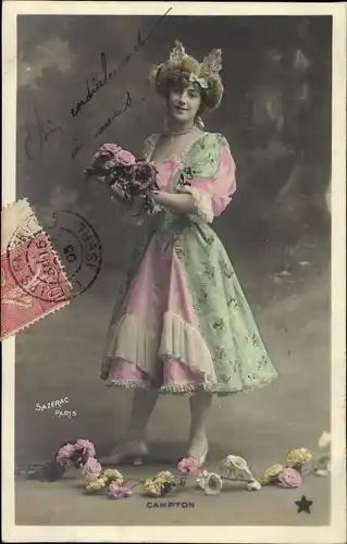 Ak Variete Künstlerin Campton, Standportrait