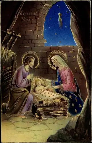 Ak Glückwunsch Weihnachten, Maria, Josef, Jesuskind